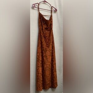 Dress Forum Backless Floral Dress in Rich Brown